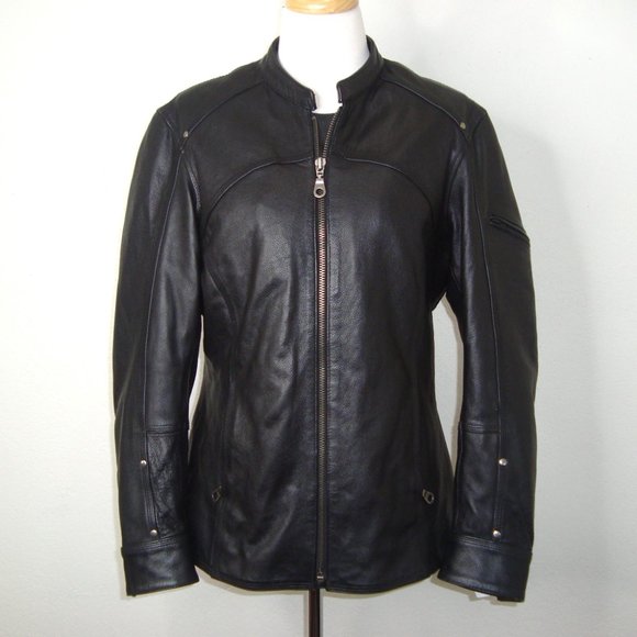 NEW FIRST Mfg. Co. Leather Gear Black Jacket w/Removable Quilted Liner Size L